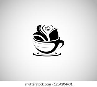 Logo design vector, cafe flower icon