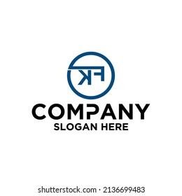 Logo-Design-Vektorgrafik, Kreissymbol, Initialen K F