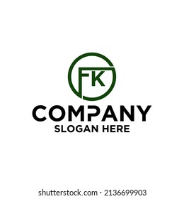 Vector de diseño de logotipo, icono de círculo, iniciales F K