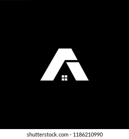 Logo design of A in vector for construction, home, real estate, building, property. Minimal awesome trendy professional logo design template on black background.