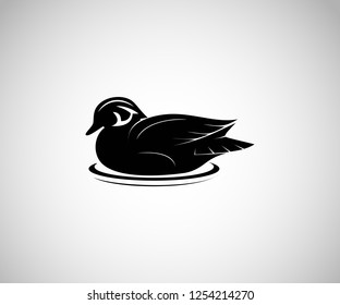 Logo design vector, duck icon on water