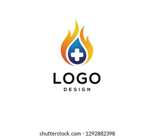 Logo design vector, fire and medical