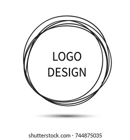 Logo design. Vector hand drawn circle. Doodle sketch scribble circular logo design element