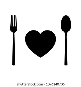 Logo design vector. heart vector. fork and spoon vector.