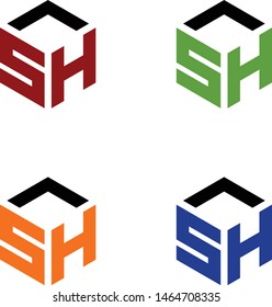 logo design vector hexagon initial s h 