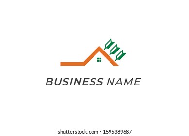 logo design vector home and arrow