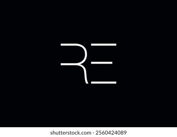 RE logo design vector icon template with black background