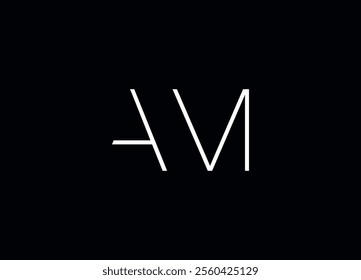 AM logo design vector icon template with black background