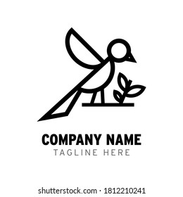 logo design, vector illustration of a bird on a tree branch.