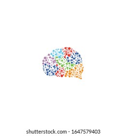 logo design vector illustration of a brain with mosaic color design style