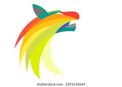 diseño de logotipo ilustración vectorial de una colección de colores que forman la cabeza de un animal ruidoso