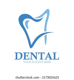 logo design vector illustration of dentistry, dental clinic, family dental health care