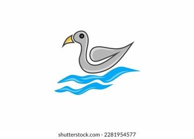 Logo design vector illustration of a duck swimming in the water