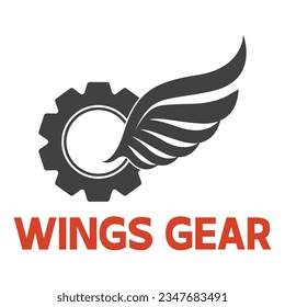 Logo design vector illustration of gear wings