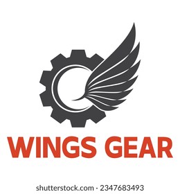 Logo design vector illustration of gear wings
