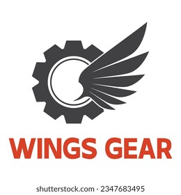 Logo design vector illustration of gear wings