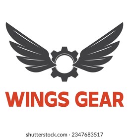 Logo design vector illustration of gear wings