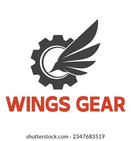 Logo design vector illustration of gear wings