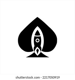 Logo design vector illustration of a rocket with aces.