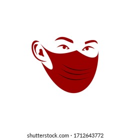 logo design with vector illustration of a someone wearing a mask