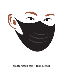 ein Logo-Design mit Vektorgrafik einer Person, die eine Maske trägt