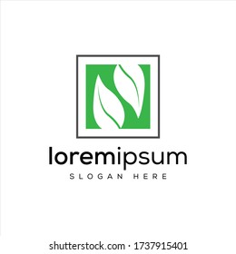 logo design vector initials N leaves simple and elegant