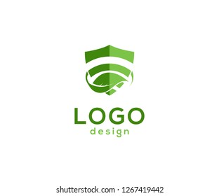 Logo design vector, leaf and shield icon