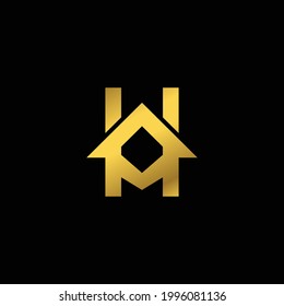 Logo Design Vektor minimalistische Kombination von Haus und Brief H. Abstrakt, Emblem, Design-Konzept, Logo, Logo, Logo, Element, Vorlage
