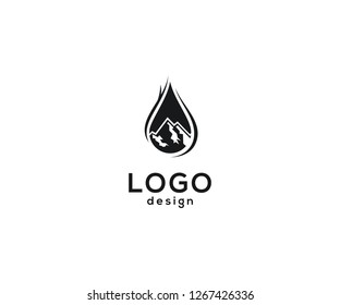 Logo design vector, mountain and water icon