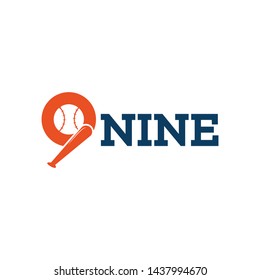 logo design vector number nine concept baseball