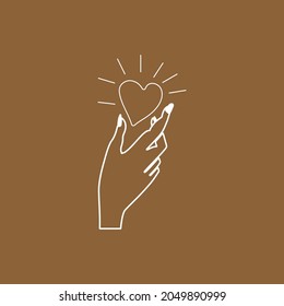 logo design vector outline female hand holding love