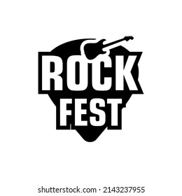 Logo design vector for rock music festival. guitar musical instrument