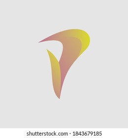 logo design vector stands for letter P, bright colorful gradient with curved lines for business