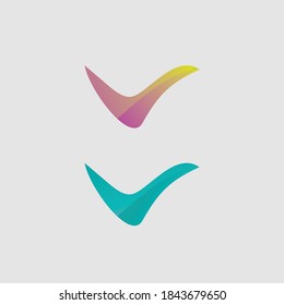 logo design vector stands for letter V, bright colorful gradient with curved lines for business