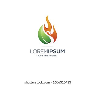 logo design vector swan and fire