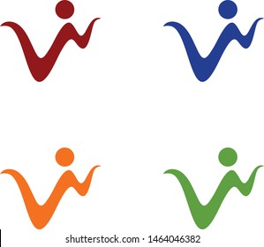 logo design vector symbol human letter W