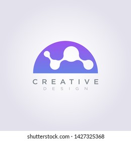 Logo Design Vector Symbol Icon Ball Circle Molecular Technology.