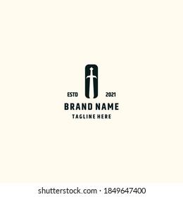 Logo design vector template. Sword company logotype concept icon.