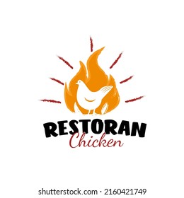 Logo Design vintage Rustic Fire Chicken illustration fast food restaurant