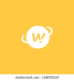 Logo design of W in coin vector for crypto currency, block chain and technology. Minimal awesome trendy professional logo design template on yellow background.