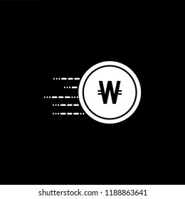 Logo design of W in coin vector for crypto currency, block chain and technology. Minimal awesome trendy professional logo design template on black background.
