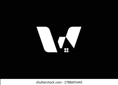 Logo design of W in vector for construction, home, real estate, building, property. creative elegant Monogram. Premium Business home logo icon. White color on black background