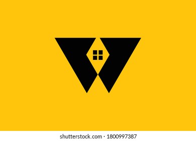 Logo design of W in vector for construction, home, real estate, building, property. creative elegant Monogram. Premium Business home logo icon. Black color on background