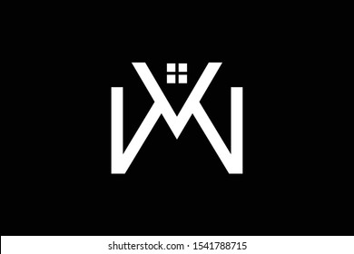 Logo design of W WV VW in vector for construction, home, real estate, building, property. Minimal awesome trendy professional logo design template on black background.