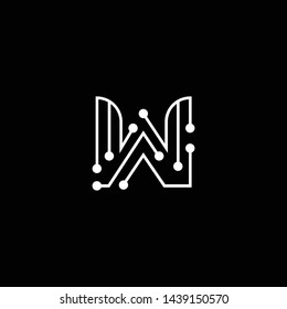 Logo design of W WW in vector for technology, electronics, digital, connection. Minimal awesome trendy professional logo design template on black background.