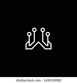 Logo design of W WW in vector for technology, electronics, digital, connection. Minimal awesome trendy professional logo design template on black background.