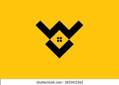 Logo design of W WW in vector for construction, home, real estate, building, property. Minimal awesome trendy professional logo design template on black background.
