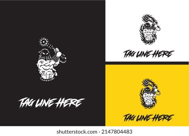 logo design of warior vector black and white