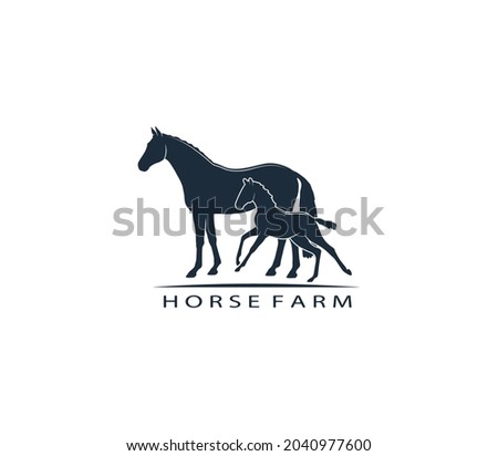 Logo design of a warm-blooded mare with a foal