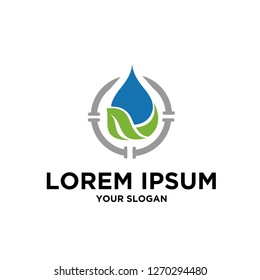 logo design with water and leaf